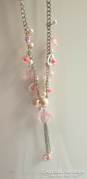 Glass, seashell necklace + 1 ring