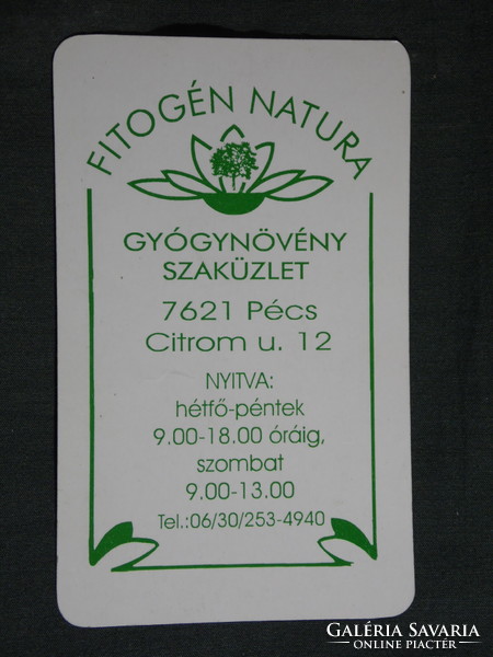 Kártyanaptár, Fitogén Natura, gyógynövény szaküzlet, Pécs 2004, (6)