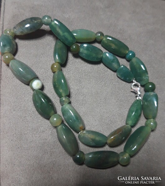 Large green agate (chalcedony) set with silver fittings
