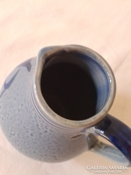 Old, blue-grey, hand-painted salt-glazed stoneware stoneware jug, spout, jug, spout