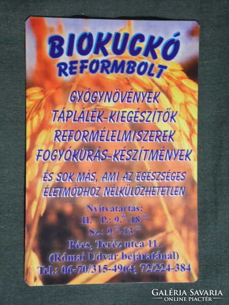 Kártyanaptár, Biokuckó reformbolt gyógynövény szaküzlet, Pécs, 2004, (6)