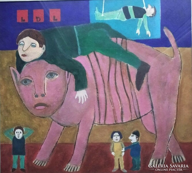 Dávid Lehel: A lovas, a felfüggesztett és a többiek című festménye