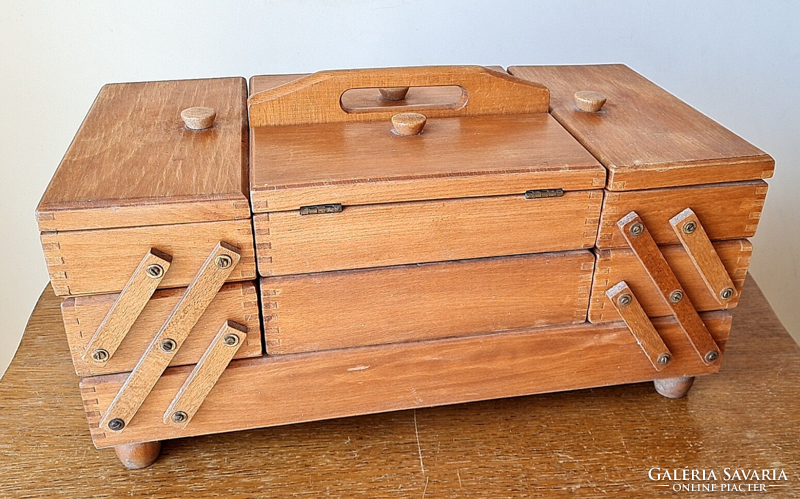 Huge vintage wooden sewing box / storage box
