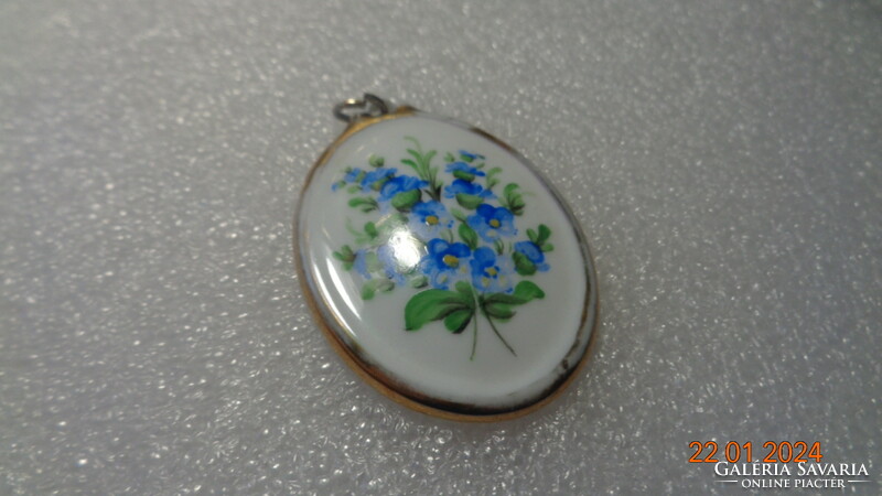 Herend old porcelain pendant, with beautiful forget-me-not decor