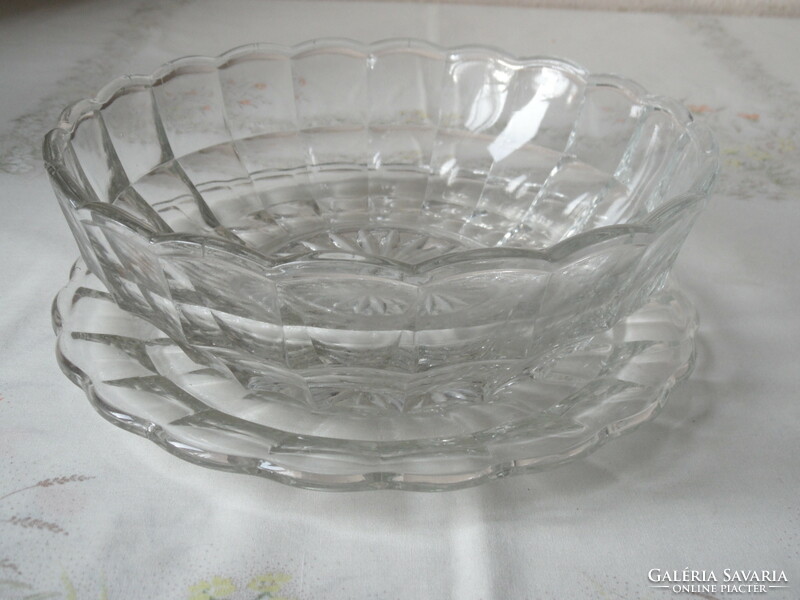 Art deco glass bowl, offering (2 pcs.)