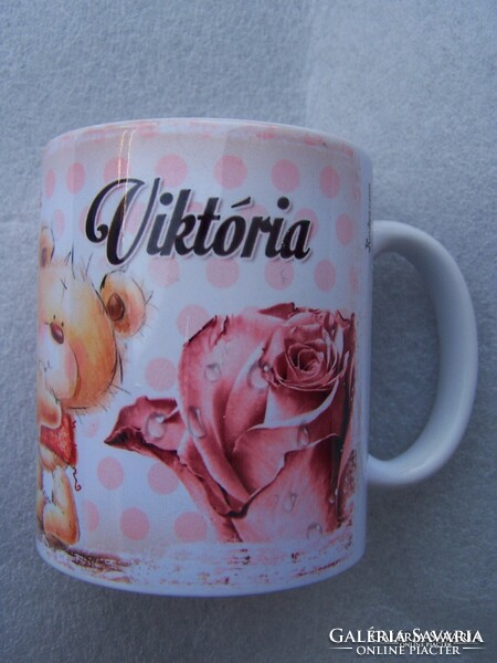 Victoria pink mug in beautiful, flawless condition. Its height is 9.5 cm. With pink decor