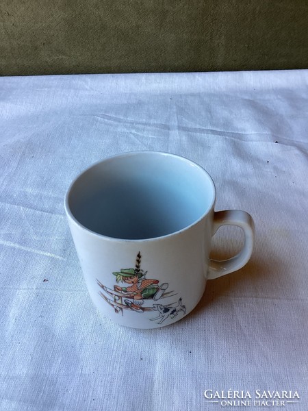 Zsolnay porcelain mug with fairy tale pattern.