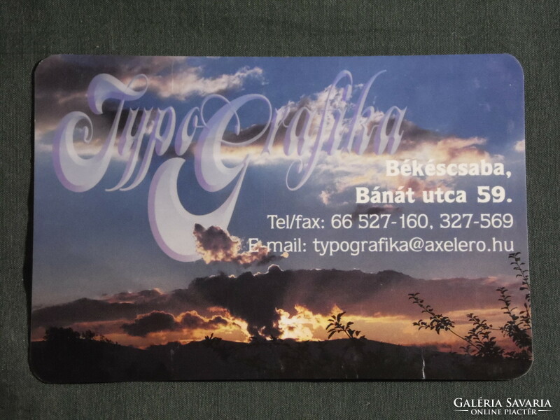 Kártyanaptár, Typografika Kft., Békéscsaba, reklám grafika, naplemente táj részlet, 2003, (6)
