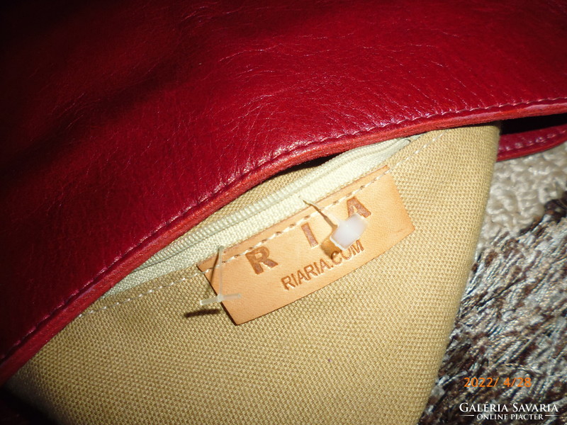 Ria ..Special fringe women's cherry red genuine leather bag ..