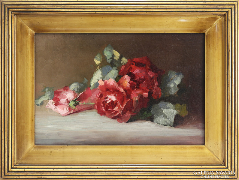 XX. No. Unknown Hungarian painter (marked as Ferenczy) - roses