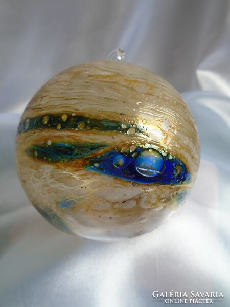Christmas ball in gold and blue colors.