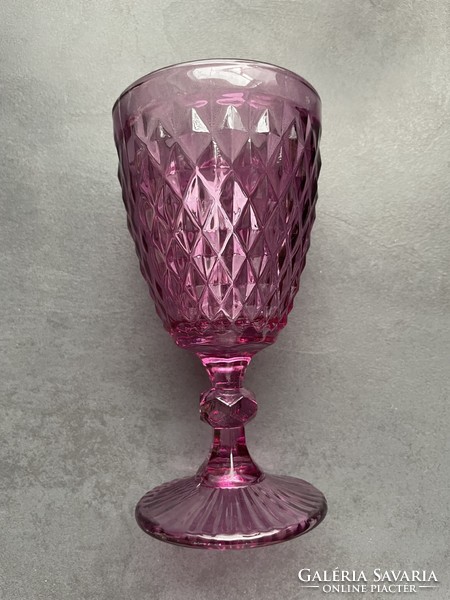 Gyönyörű bíbor lila üveg talpas pohár, vintage kehely