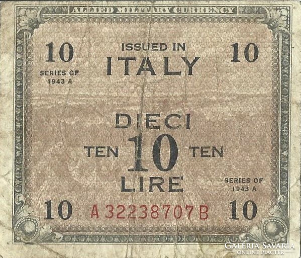 10 lire lira 1943 Olaszország katonai militari 1.