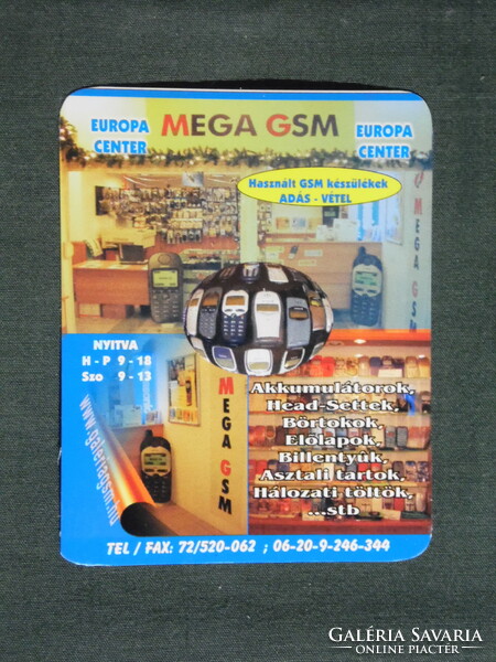 Kártyanaptár, kisebb méret, Mega GSM mobiltelefon üzlet, Pécs Európa Center, 2003, (6)