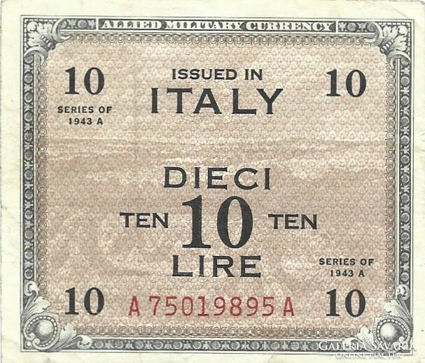 10 lire lira 1943 Olaszország katonai militari 3.