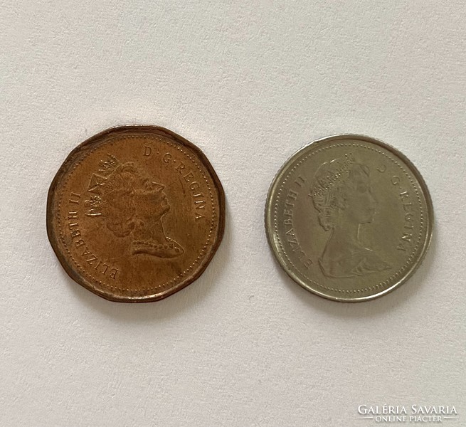 1 Cent 1996 és 10 Cent 1989 Canada Kanada II. Erzsébet