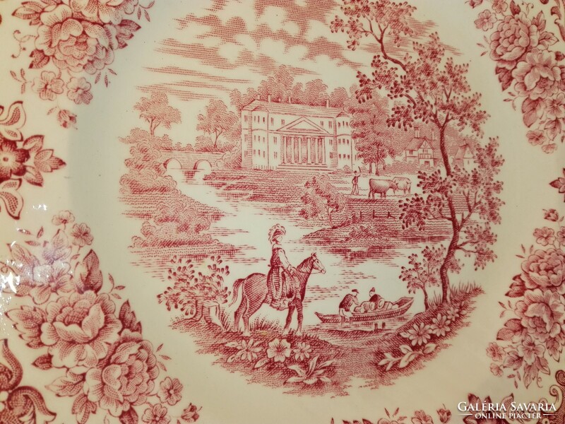 English, scenic porcelain cake plate...6 Pcs.