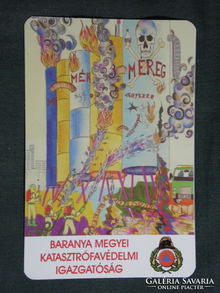 Kártyanaptár, Baranya Megyei katasztrófavédelmi igazgatóság,Pécs, grafikai rajzos, 2004, (6)