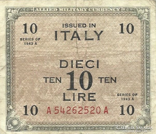 10 Lire lira 1943 Italy military militari 2.