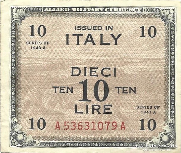 10 lire lira 1943 Olaszország katonai militari 3.