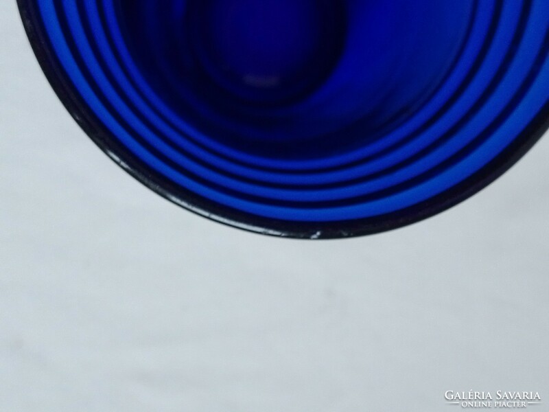 Gyönyörű kobaltkék öntött üveg váza, pohár, hibátlan