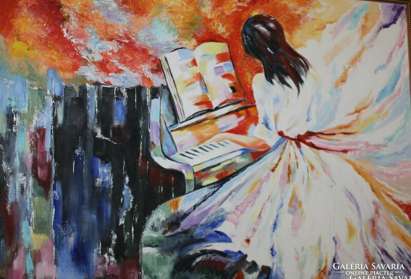 Tarcsányi - Zongorázó angyal -  olaj / vászon festmény
