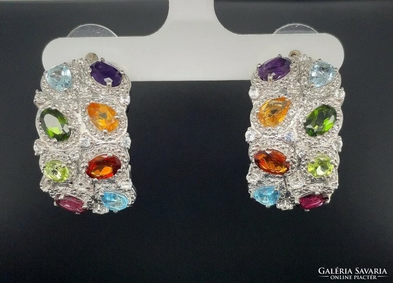 Mesès multi gemstone sterling silver earrings 925/- new multi-craft jewelry