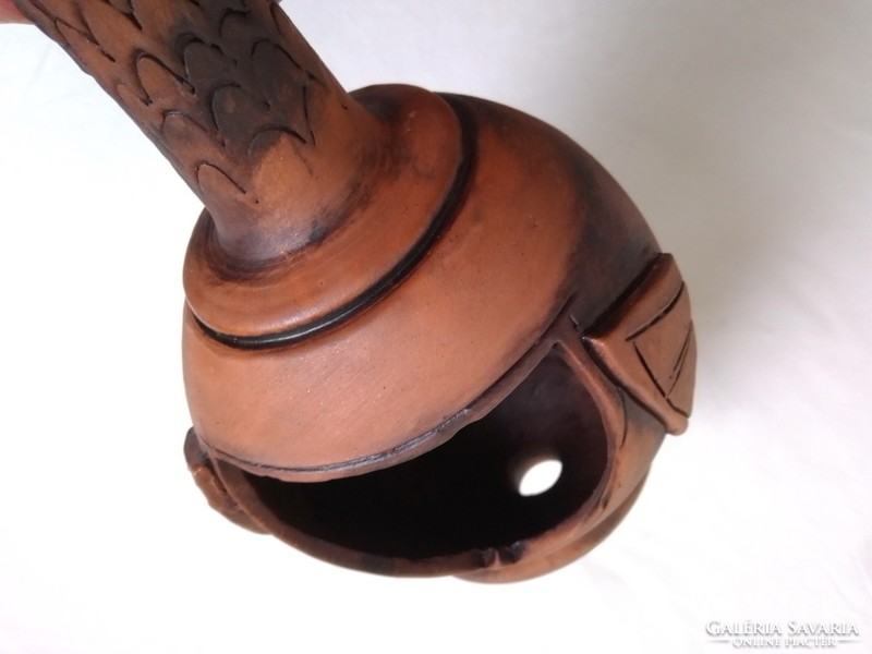 Egyedi kézműves iparművész agyag kerámia mécsestartó gyertyatartó sárkány lábon házikó gyerekszoba