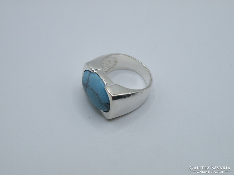 UK0199 Elegáns kék köves ezüst 925 gyűrű méret 56 1/2