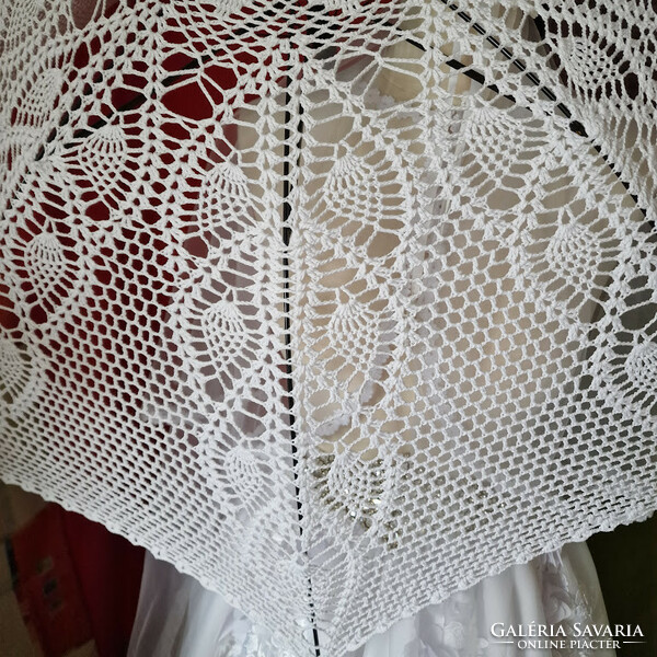Wedding ele13 - crocheted snow-white leaf pattern bridal lace umbrella