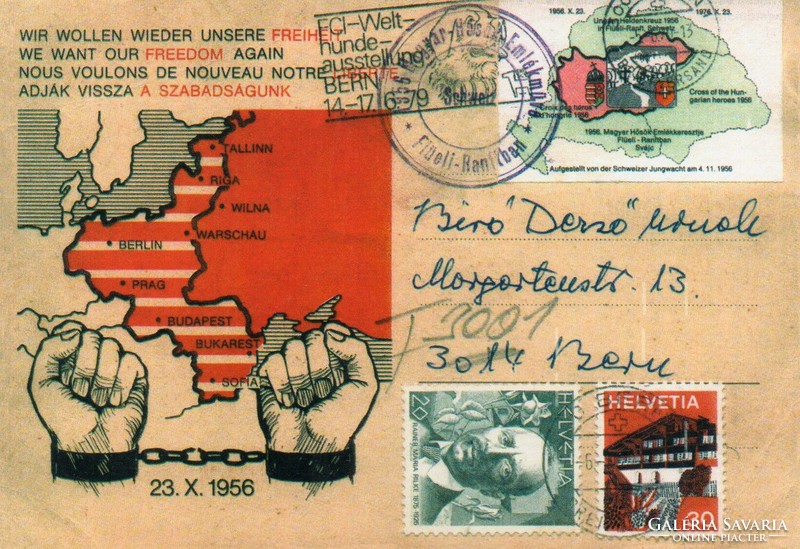 E - 121 irredenta - commemorative card of 56-year-olds who emigrated to Switzerland is postmarked