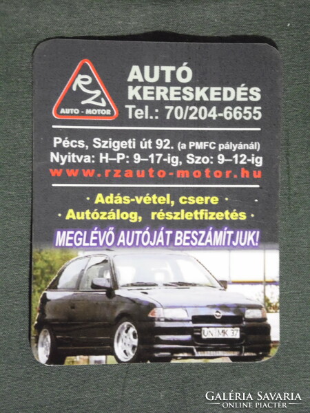 Kártyanaptár, kisebb méret, RZ motor autókereskedés, Pécs, Opel Astra GSI autó, 2004, (6)