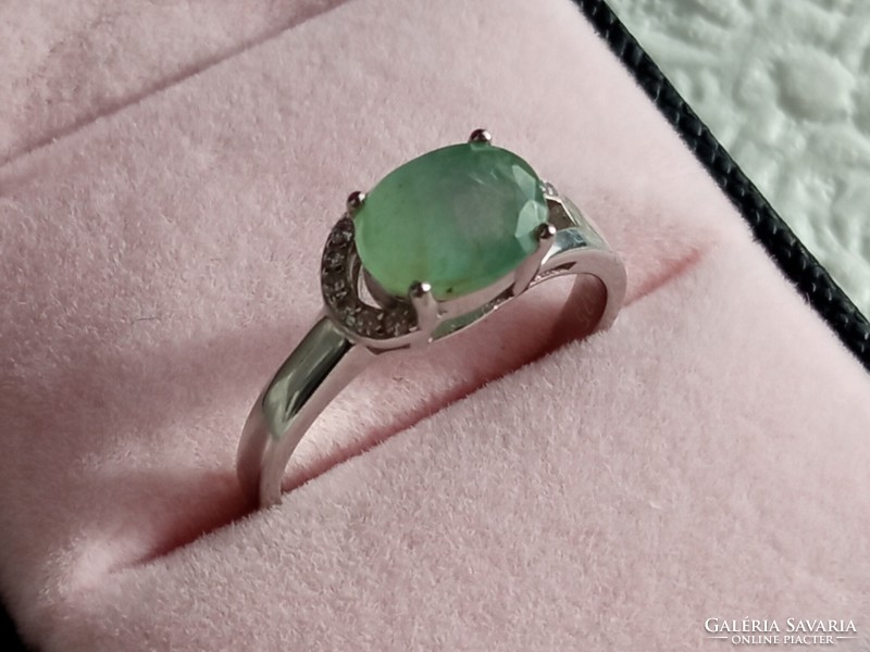 Smaragd 925 ezüst gyűrű 57