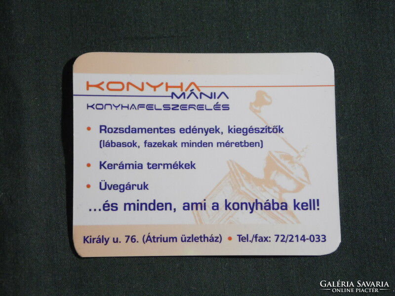 Kártyanaptár,kisebb méret, Konyha mánia konyhafelszerelés,Pécs Átrium, kávédaráló, 2004, (6)