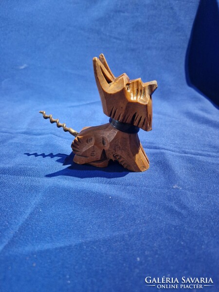 Retro carved Foxy dog corkscrew and stopper