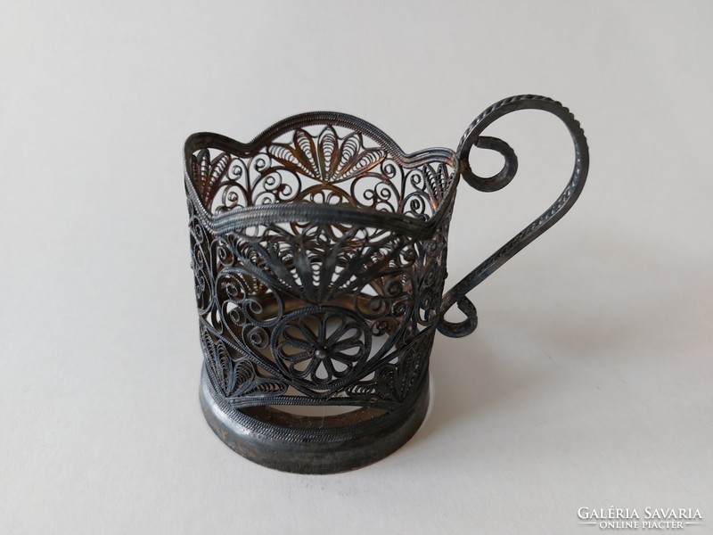 Régi orosz csészetartó fém filigrán szamovár teás pohár tartó