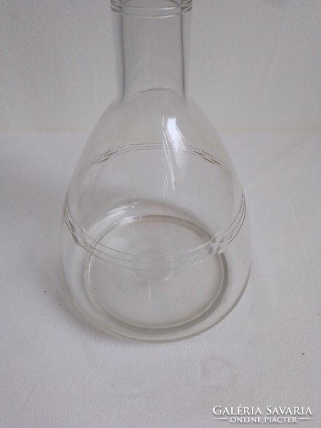 Antique old blown polished engraved vinegar drink wine brandy pouring glass with stopper