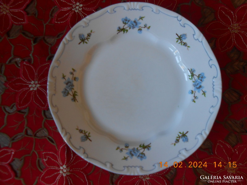 Zsolnay kék barackvirágos, kék tollazott lapos tányér