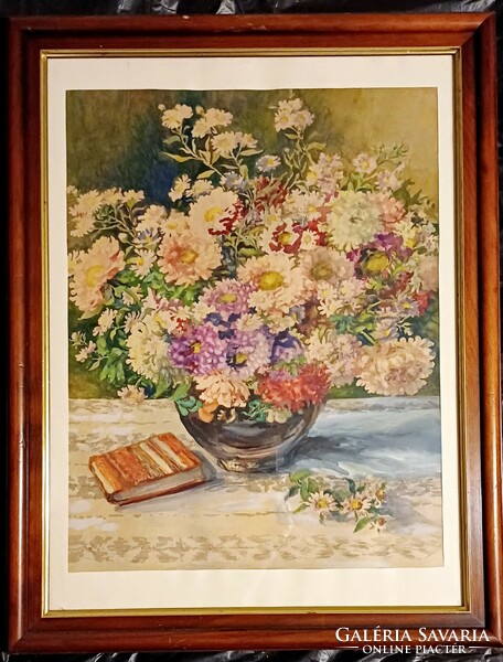 Watercolor still life with lilac