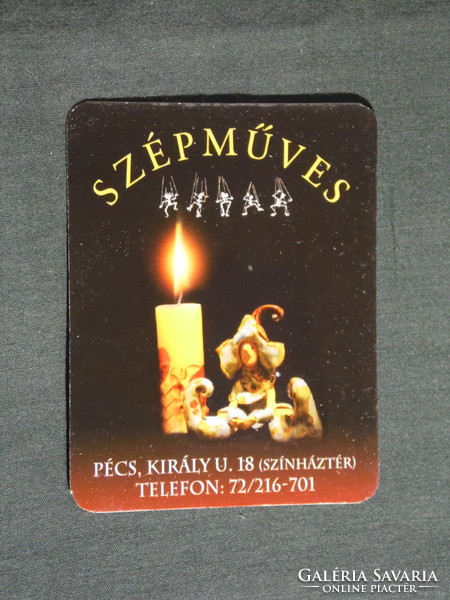 Card calendar, smaller size, fine arts and crafts shop, candle, doll, dolls, Pécs, 2004, (6)
