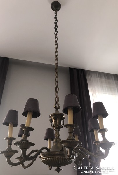 Flemish-style 8-arm copper chandelier