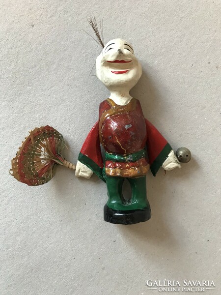 Antique painted carved Chinese Asian movable hand puppet male actor statue 17 cm.