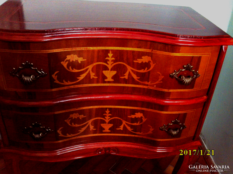 Inlaid arched chest of drawers with 2 drawers