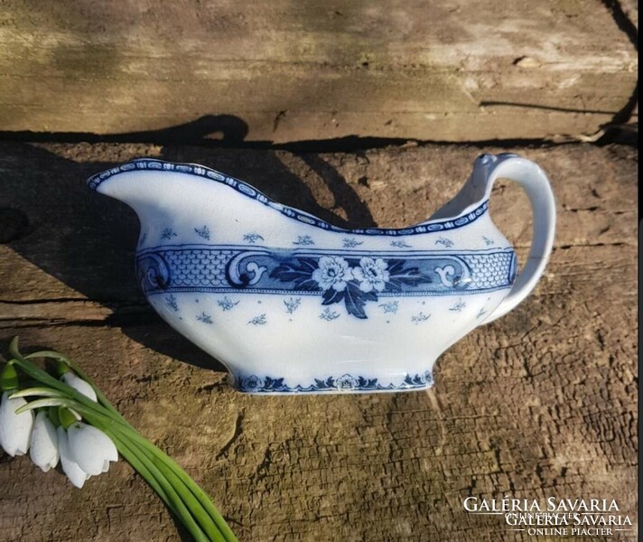 Antique English blue sauce pouring tray