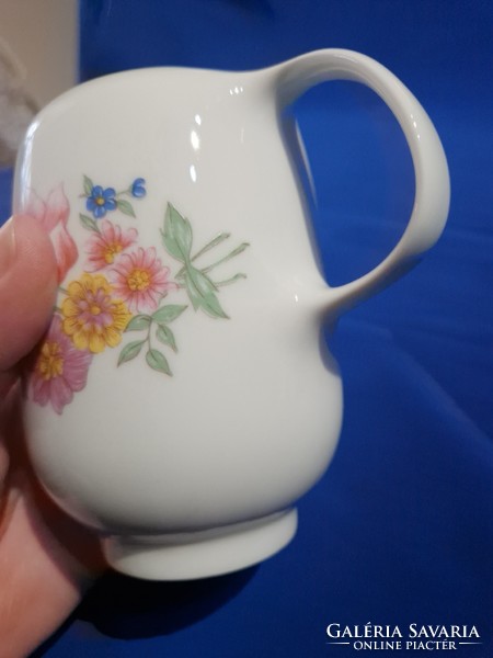 Alföldi porcelain milk spout with a colorful flower pattern, 12 cm high