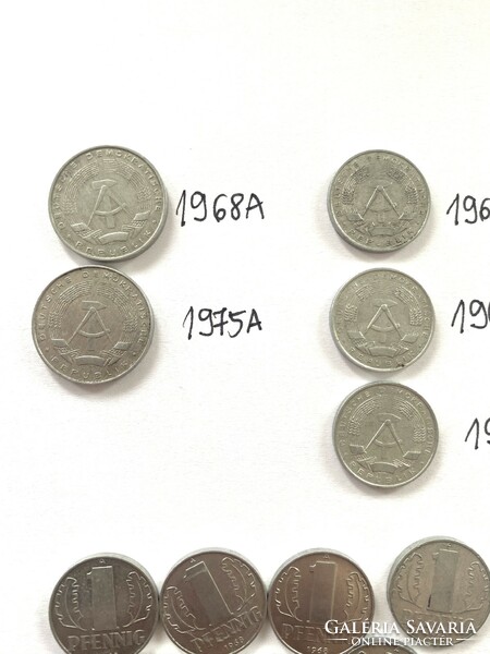 21 db NDK  DDR 5 Pfennig + 1 Pfennig 1968-1985 DDR Kelet-Németország