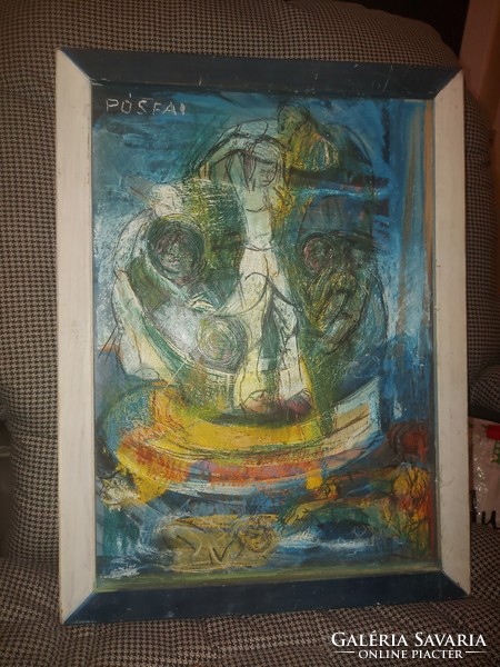 L.Kovács Júlia/Pósfai Júlia/Pósfainé: " Menekülés", festmény, olaj, farost, 40x35 cm+ keret