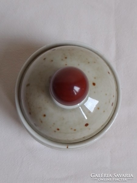 Régi fedeles pöttyös mázas bonbonier porcelán edényke k﻿onyhai tartó méz lekvár Winterling Bavaria