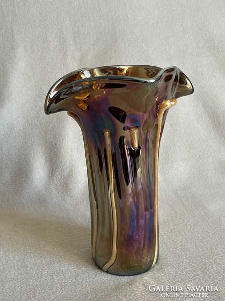 Szecessziós iparművész üveg váza  (U0021)