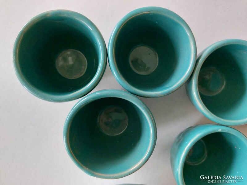 Retro ceramic drinking set turquoise pouring glass 7 pcs